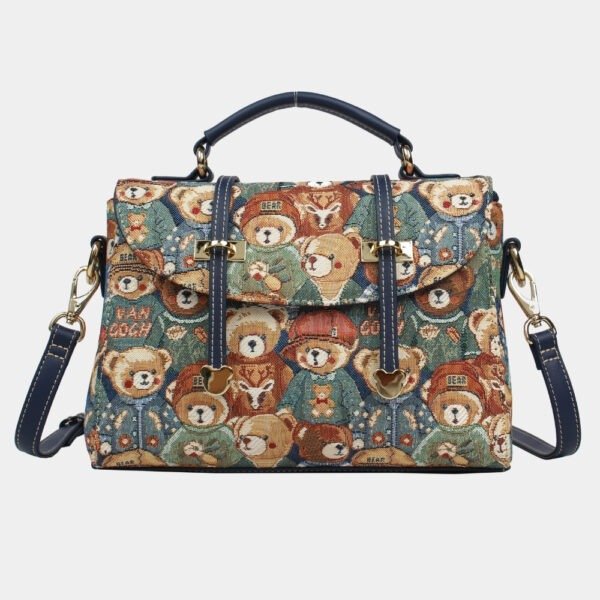 bear design tapestry handbag for women. Adorable, stylish and elegant.