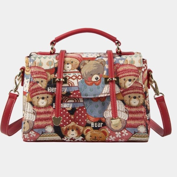 bear design tapestry handbag for women. Adorable, stylish and elegant.